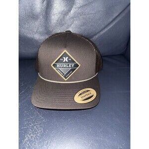 Hurley Brown Mesh Trucker Hat, Snapback Cap, Diamond Patch